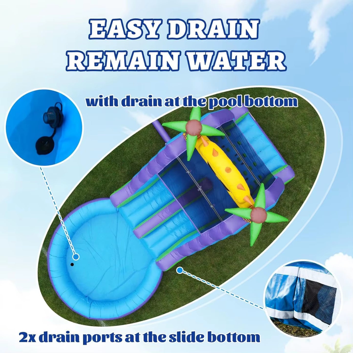 Inflatable Water Slide with Double Slide,100% PVC Commercial Grade Water Slide with Air Blower,Great for Outdoor Backyard Party