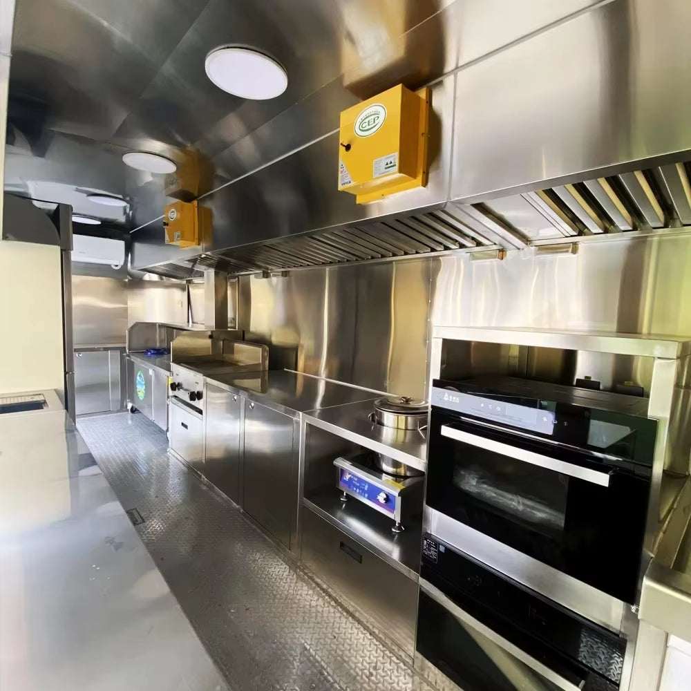 Fully Equipped Mobile Bar Station with Ice Cream Push Cart & Coffee Trailer - All-In-One Food Truck