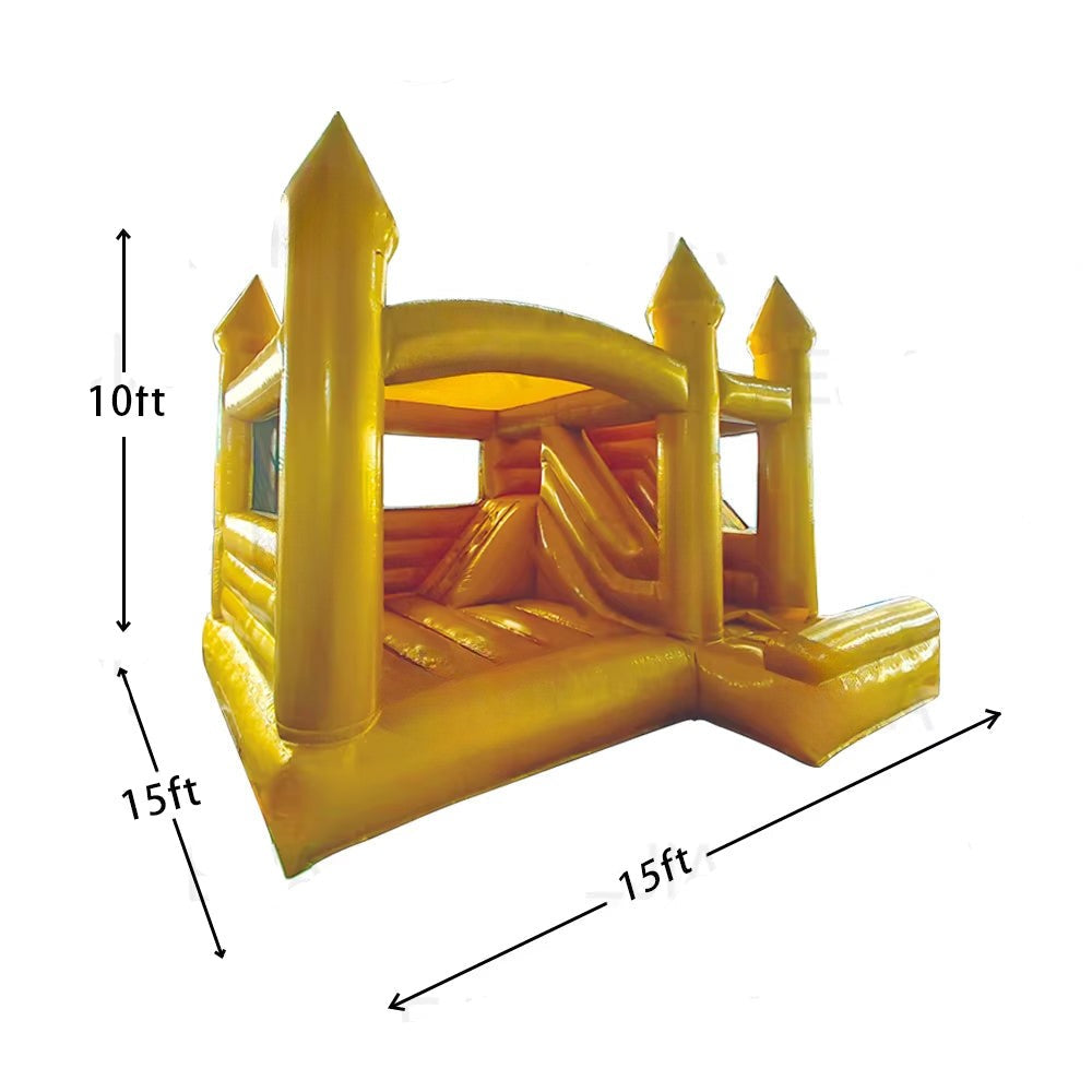 15FT Gold Inflatable Bounce House with Slide||