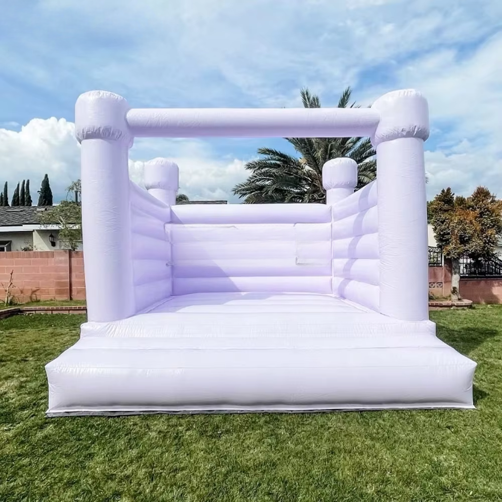 Pastel Light Blue & White Inflatable Wedding Bounce House