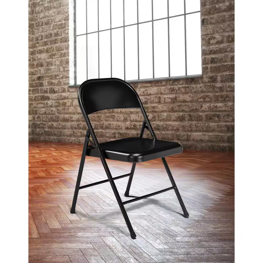 Black Metal Stackable Folding Chair (Set of 4)