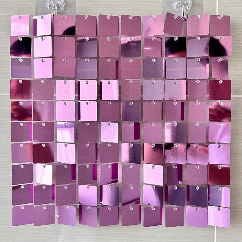 90X180Cm Shimmer Wall Backdrop 18Pcs Iridescent Silver Sequin Shimer Wall Panels for Birthday Party Wedding Marriage Decorations