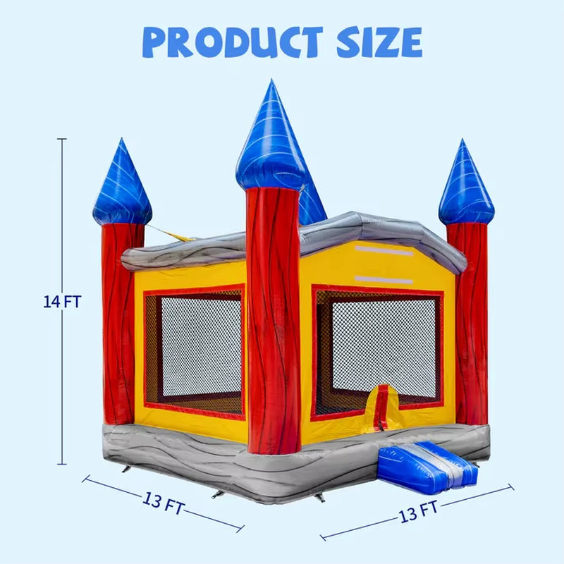 14 FT Commercial-Grade Bounce House Castle – Durable Bouncer with Safety Net & Basketball Hoop for Kids’ Fun