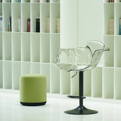 French Style Luxury Acrylic High Chair, Transparent Adjustable Island Platform Chair, High Stool, Coffee Shop Bar Chair