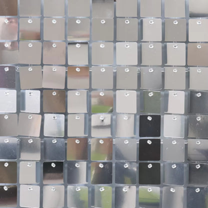 Silver Shimmer Wall Backdrop Panels 18 Panels Square Sequin Backdrop for Wedding Bridal Shower & Bachelorette Party Supplies