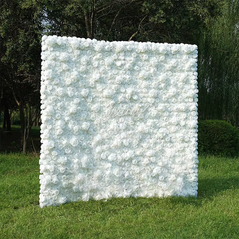 5D Red Rose Cloth Flower Wall Wedding Backdrop Decor Curtain Hanging Fabric Green Plant Floral Wall Event Banquet Party Props