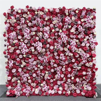 3D White Rose Cloth Curtain Flower Wall Roll up Wedding Backdrop Props Flora Wall Party Event Props Wedding Decoration