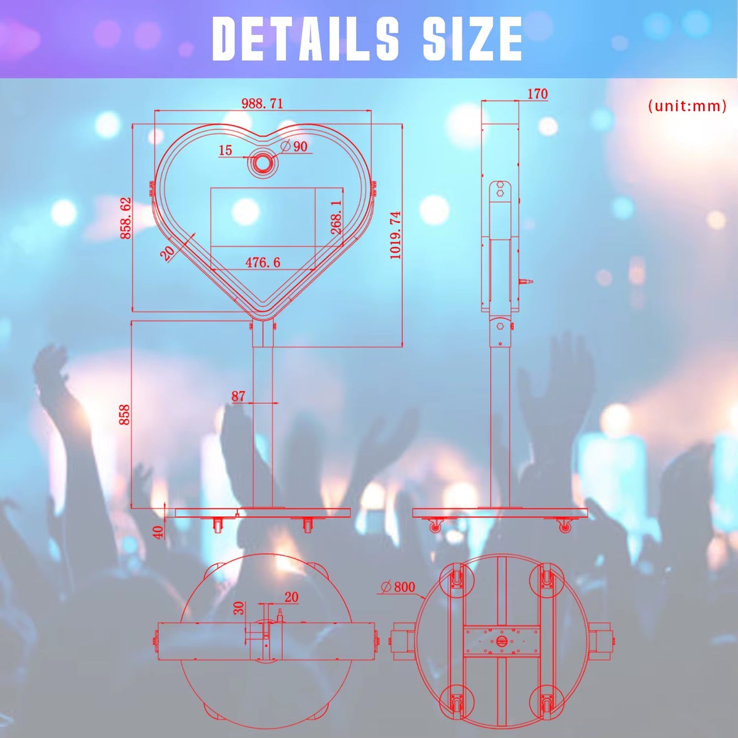 Heart Shape Magic Mirror Photo Booth Machine DSLR Camera Photobooth with 21.5 Inch LCD Touch Screen with Flight Case for Wedding