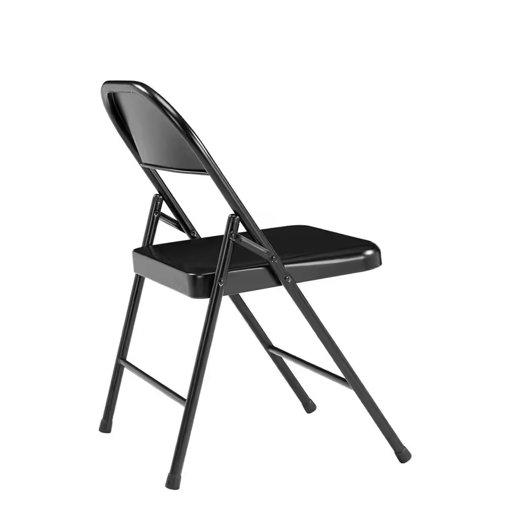 Black Metal Stackable Folding Chair (Set of 4)