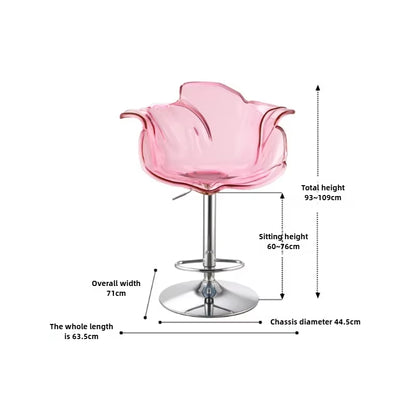 French Style Luxury Acrylic High Chair, Transparent Adjustable Island Platform Chair, High Stool, Coffee Shop Bar Chair