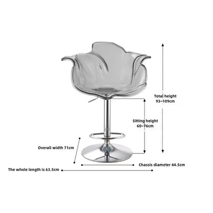 French Style Luxury Acrylic High Chair, Transparent Adjustable Island Platform Chair, High Stool, Coffee Shop Bar Chair