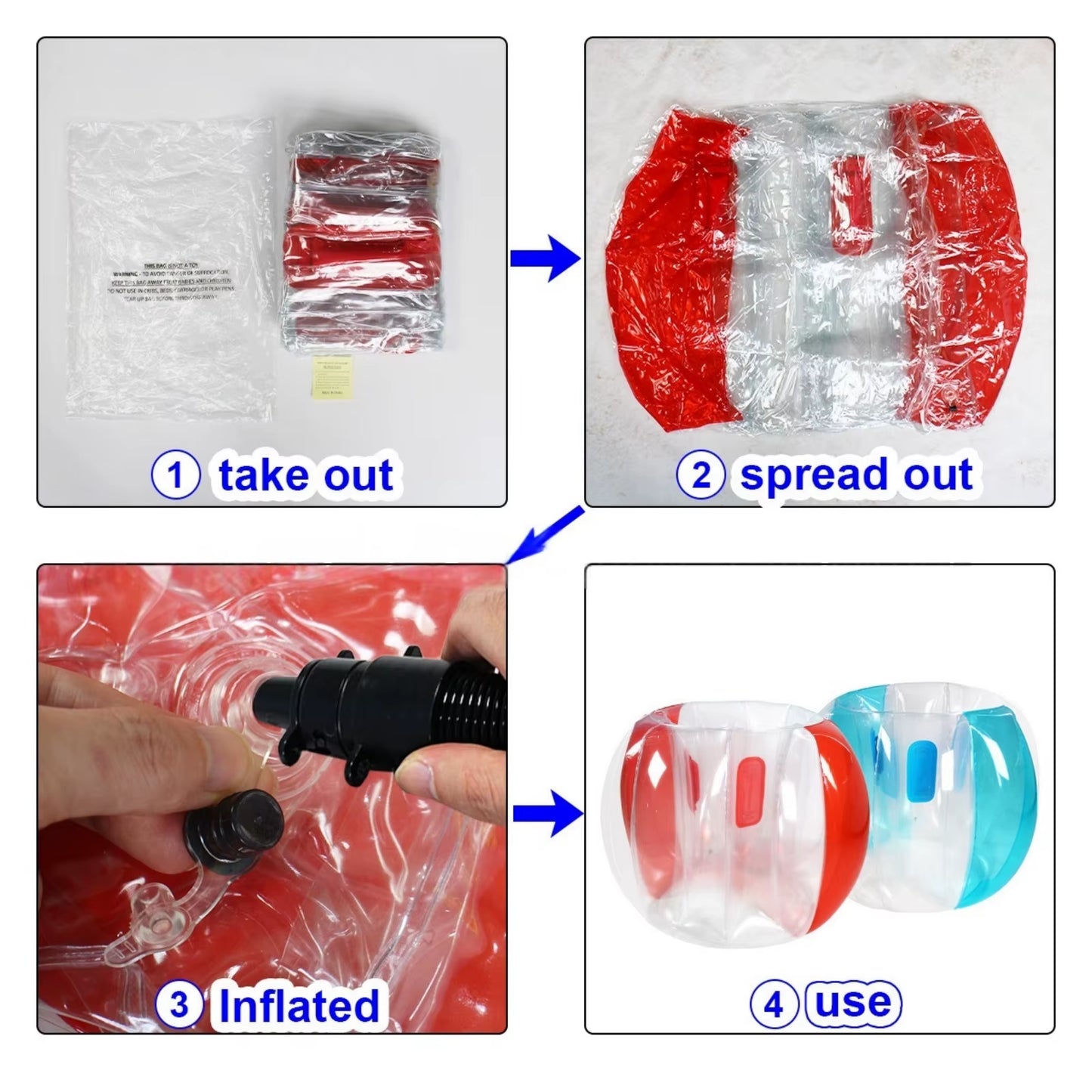 Inflatable Bump Ball Adult & Children Outdoor Grass Touch Ball Durable PVC Body Bubble Bounce Ball Fun Sumo Buffer Ball Toy