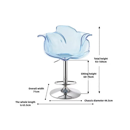 French Style Luxury Acrylic High Chair, Transparent Adjustable Island Platform Chair, High Stool, Coffee Shop Bar Chair
