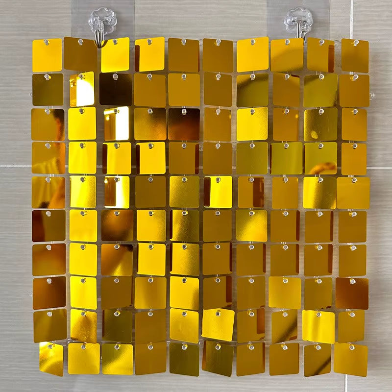 90X180Cm Shimmer Wall Backdrop 18Pcs Iridescent Silver Sequin Shimer Wall Panels for Birthday Party Wedding Marriage Decorations