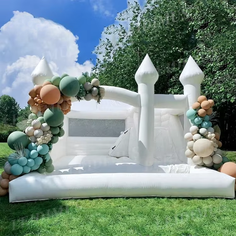 White Pink Bounce House with Slide & Ball Pit – Kids & Adults