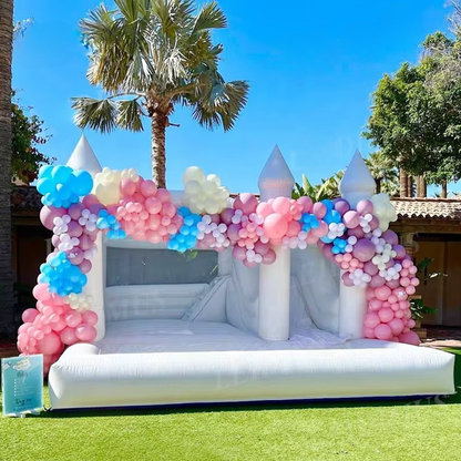 White Pink Bounce House with Slide & Ball Pit – Kids & Adults
