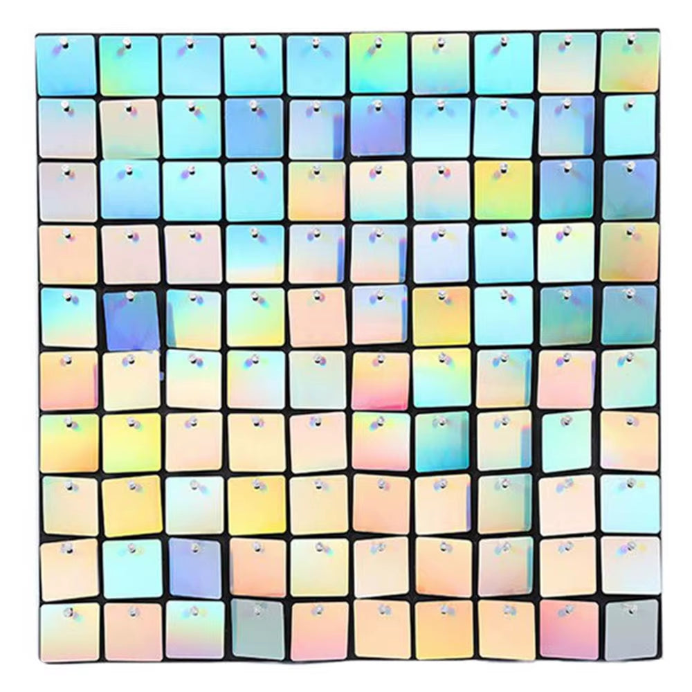 90X180Cm Shimmer Wall Backdrop 18Pcs Iridescent Silver Sequin Shimer Wall Panels for Birthday Party Wedding Marriage Decorations