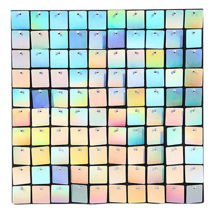 90X180Cm Shimmer Wall Backdrop 18Pcs Iridescent Silver Sequin Shimer Wall Panels for Birthday Party Wedding Marriage Decorations