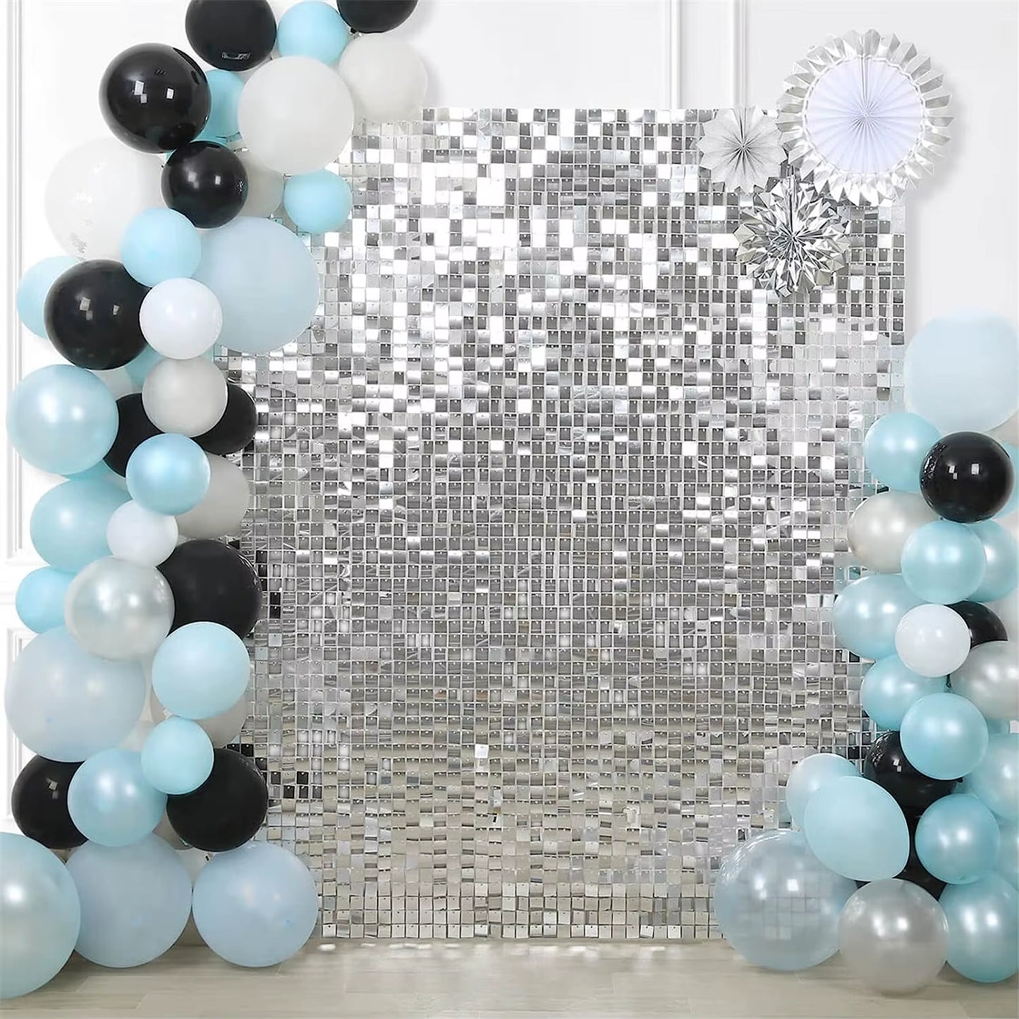 Runtowo 24Pcs Glitter Sequin ,Gold/Sliver Shimmer Wall Backdrop Panels ,Wedding Birthday Baby Shower Party Background Decoration