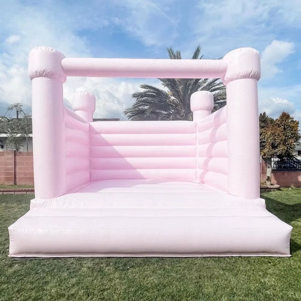 Pastel Light Blue & White Inflatable Wedding Bounce House