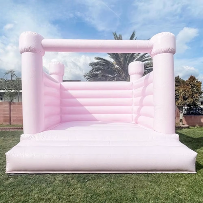 Pastel Light Blue & White Inflatable Wedding Bounce House