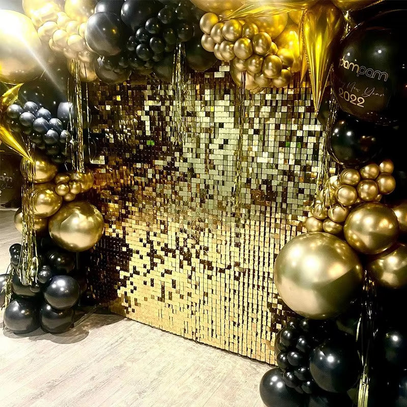 12/16/18/24PCS Shimmer Wall Backdrops Silvery Square Sequin Wall Panel Backdrops Party Backdrops for Wedding Birthday Decor