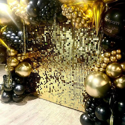 12/16/18/24PCS Shimmer Wall Backdrops Silvery Square Sequin Wall Panel Backdrops Party Backdrops for Wedding Birthday Decor