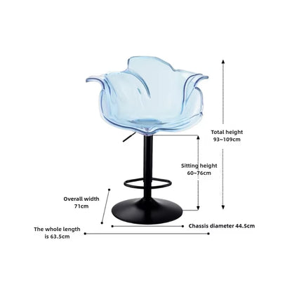 French Style Luxury Acrylic High Chair, Transparent Adjustable Island Platform Chair, High Stool, Coffee Shop Bar Chair