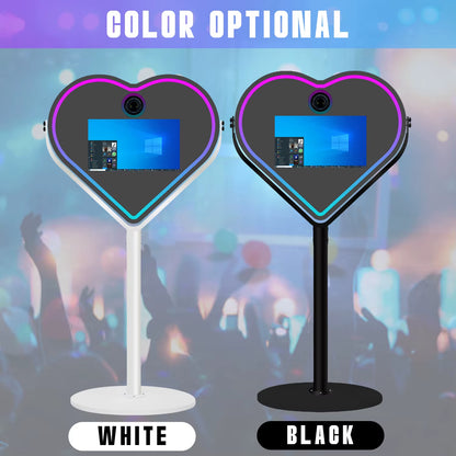 Heart Shape Magic Mirror Photo Booth Machine DSLR Camera Photobooth with 21.5 Inch LCD Touch Screen with Flight Case for Wedding