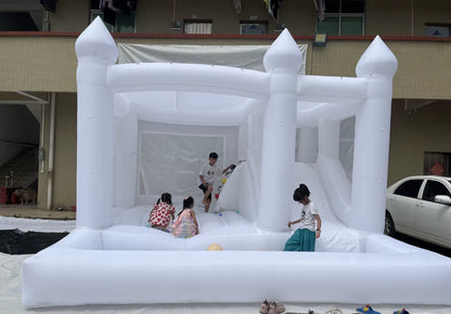 Houses Infinflatable with Slide 15Ft White Bounce Jumper Bouncy Castle Oxford Wedding Tent for Party Backyard