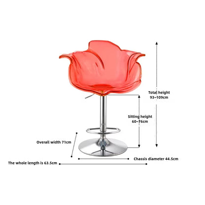 French Style Luxury Acrylic High Chair, Transparent Adjustable Island Platform Chair, High Stool, Coffee Shop Bar Chair