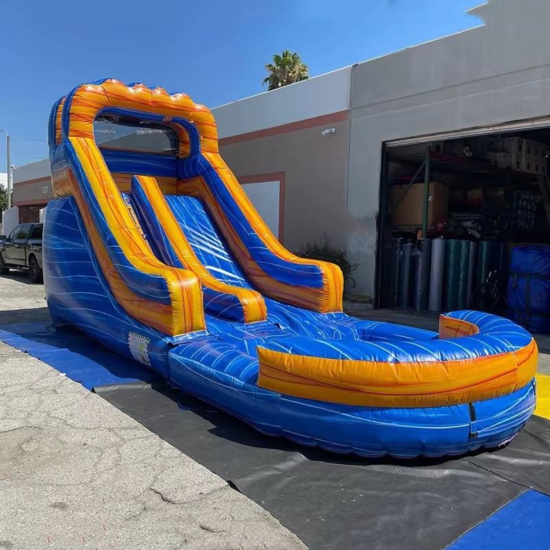 Commercial 15Oz PVC Inflatable Water Slide Outdoor Backyard Dry Wet Inflatable Slide with Pool