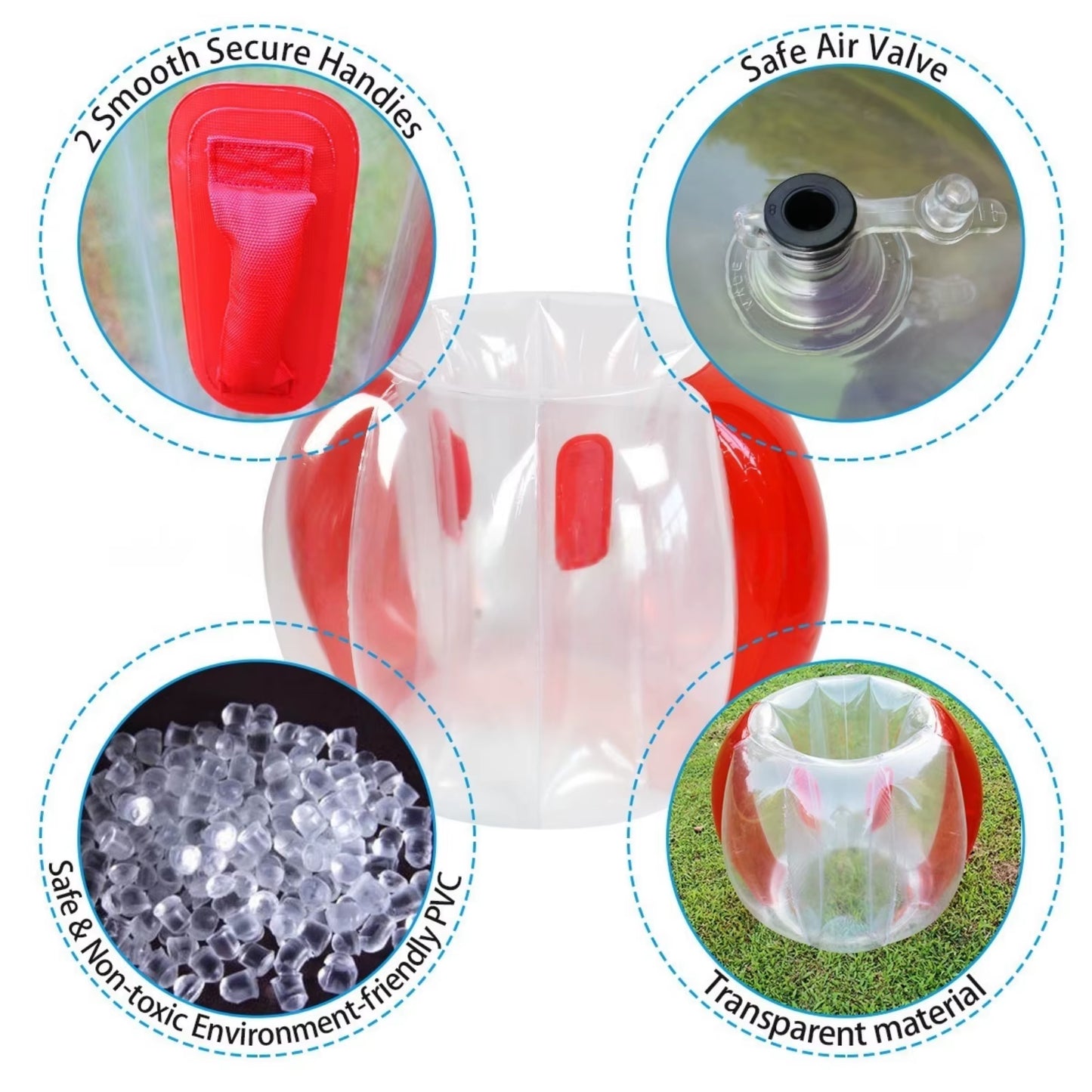 Inflatable Bump Ball Adult & Children Outdoor Grass Touch Ball Durable PVC Body Bubble Bounce Ball Fun Sumo Buffer Ball Toy