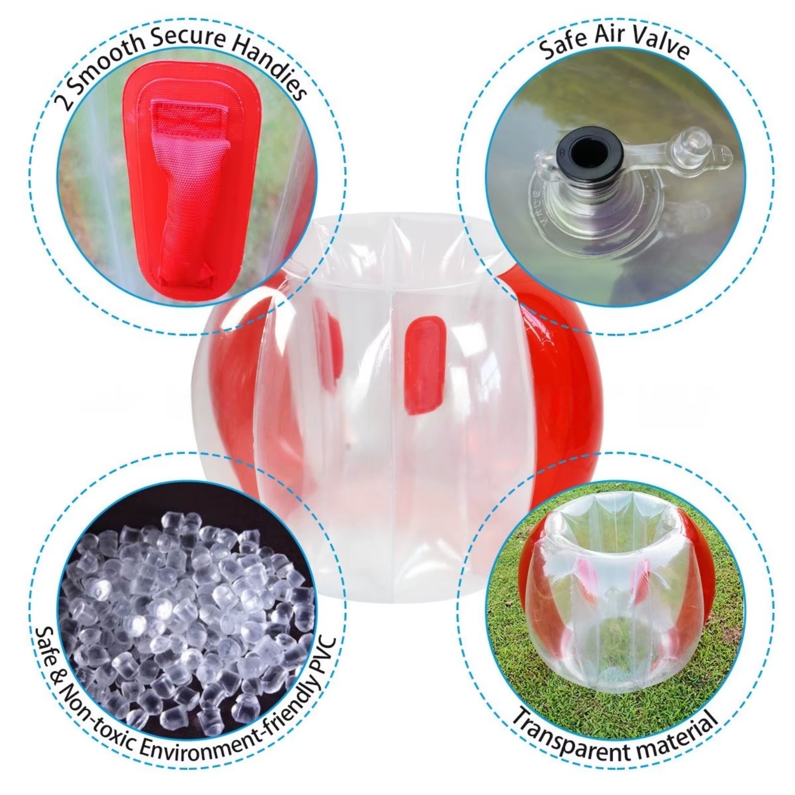 Inflatable Bump Ball Adult & Children Outdoor Grass Touch Ball Durable PVC Body Bubble Bounce Ball Fun Sumo Buffer Ball Toy