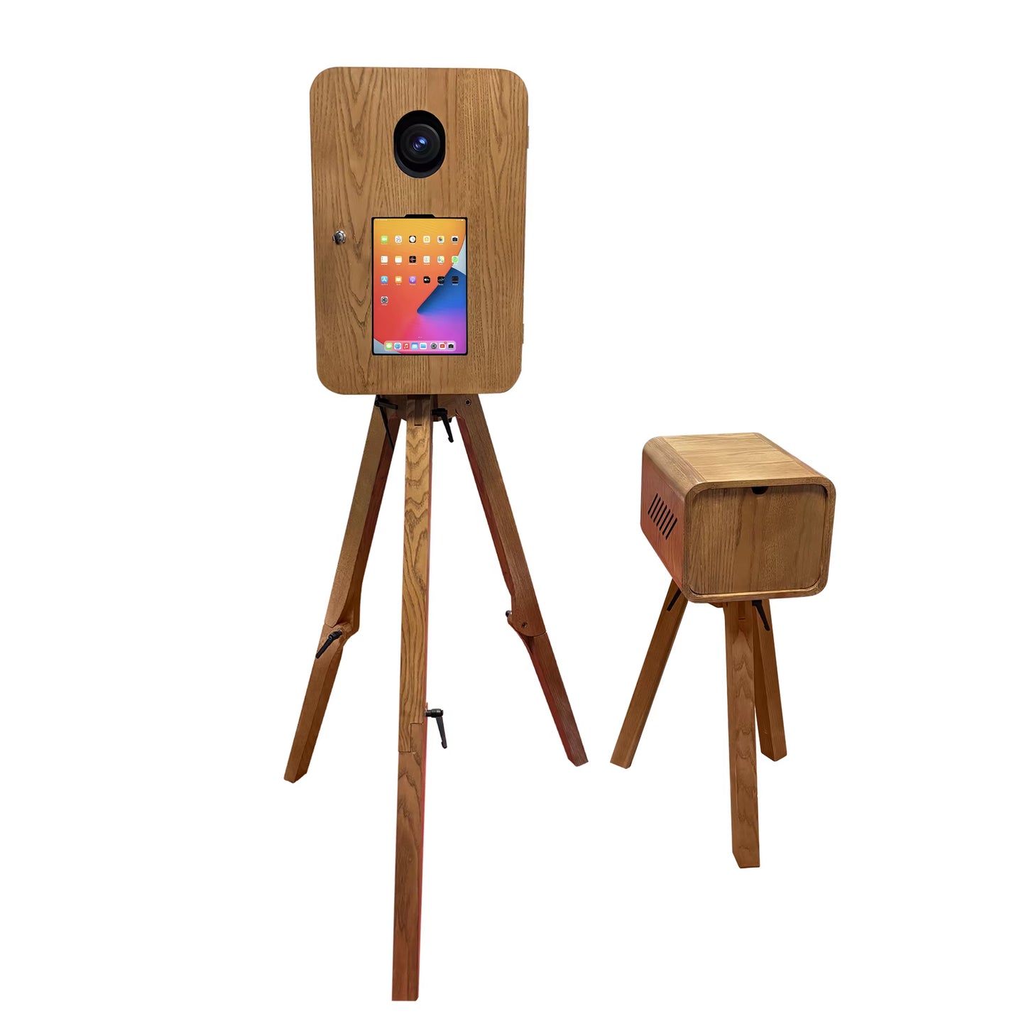 Double-Sided Vintage Wooden Photo Booth with the Same Printer Stand Dslr Mirror Ipad Photo Booth