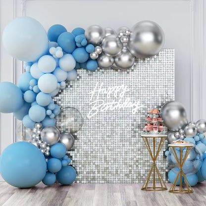 Runtowo 24Pcs Glitter Sequin ,Gold/Sliver Shimmer Wall Backdrop Panels ,Wedding Birthday Baby Shower Party Background Decoration