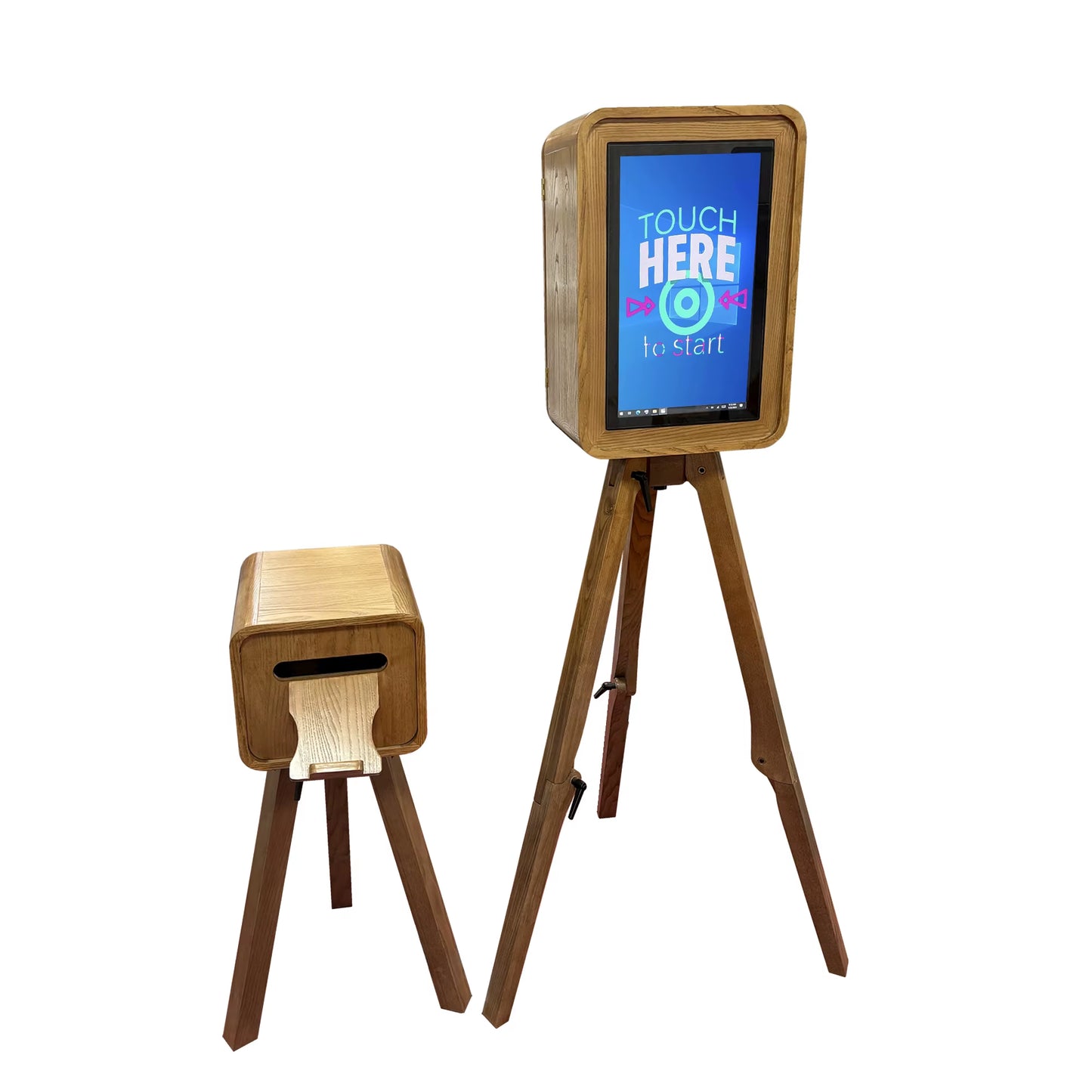 Double-Sided Vintage Wooden Photo Booth with the Same Printer Stand Dslr Mirror Ipad Photo Booth