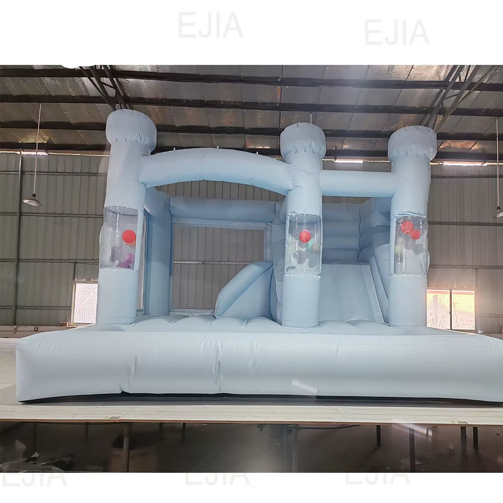 15FT Inflatable Pink Blue Bounce House Balloon Bouncy Castle with Large Jumping Area Bounce House Castle for Kids Wedding Party