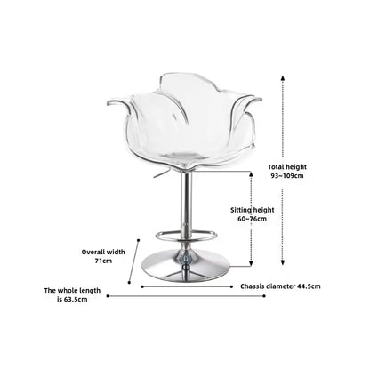 French Style Luxury Acrylic High Chair, Transparent Adjustable Island Platform Chair, High Stool, Coffee Shop Bar Chair