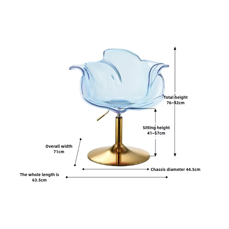 French Style Luxury Acrylic High Chair, Transparent Adjustable Island Platform Chair, High Stool, Coffee Shop Bar Chair