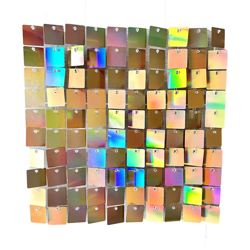 90X180Cm Shimmer Wall Backdrop 18Pcs Iridescent Silver Sequin Shimer Wall Panels for Birthday Party Wedding Marriage Decorations