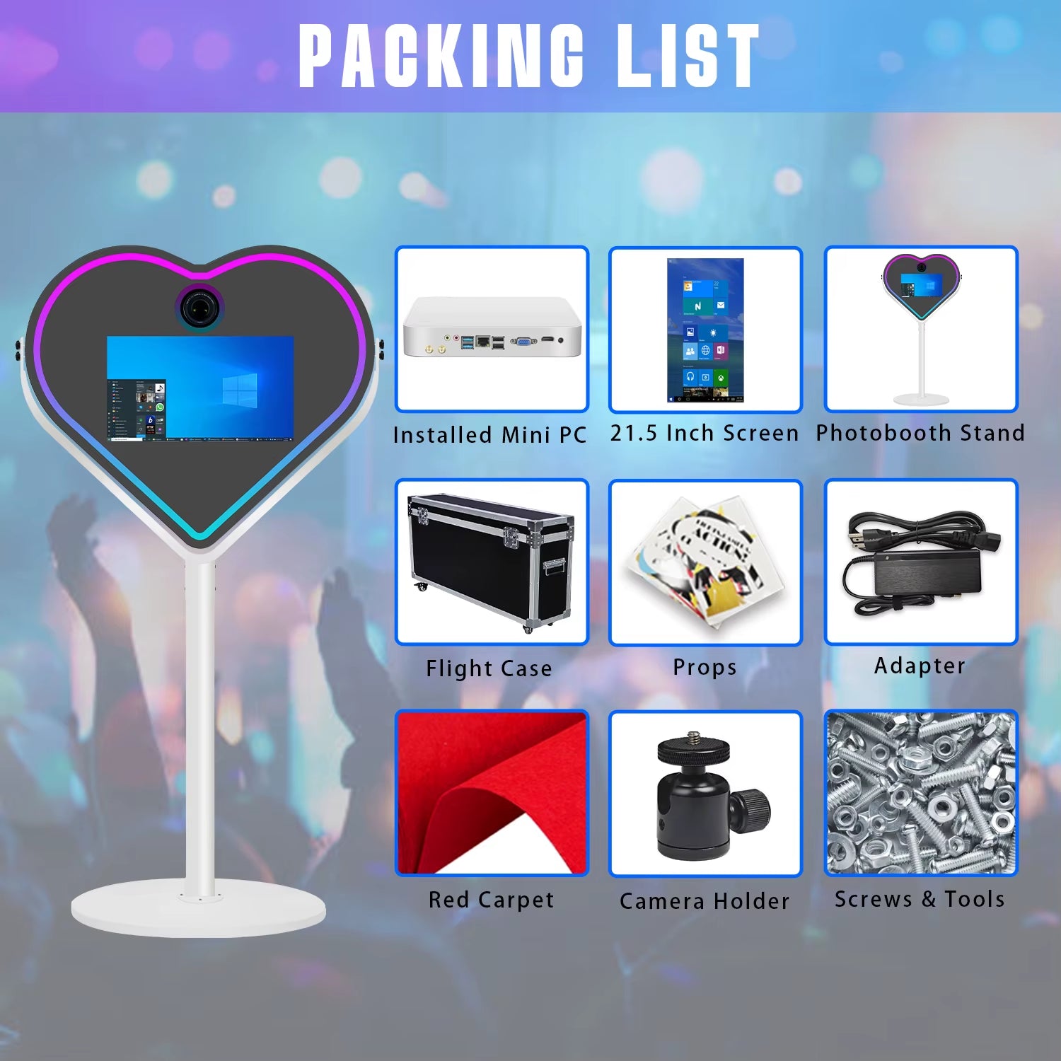 Heart Shape Magic Mirror Photo Booth Machine DSLR Camera Photobooth with 21.5 Inch LCD Touch Screen with Flight Case for Wedding