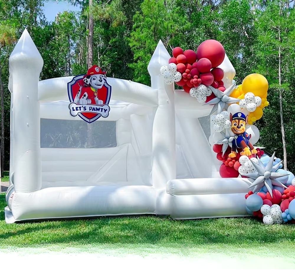Inflatable White Wedding Bounce House with Blower (15FT)