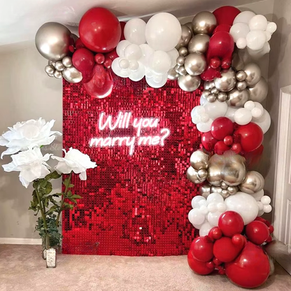 Red Shimmer Sequin Backdrop Wall Panels
