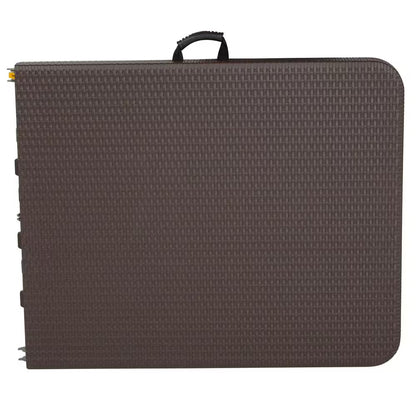 71 In. Brown Plastic Tabletop Metal Frame Folding Table