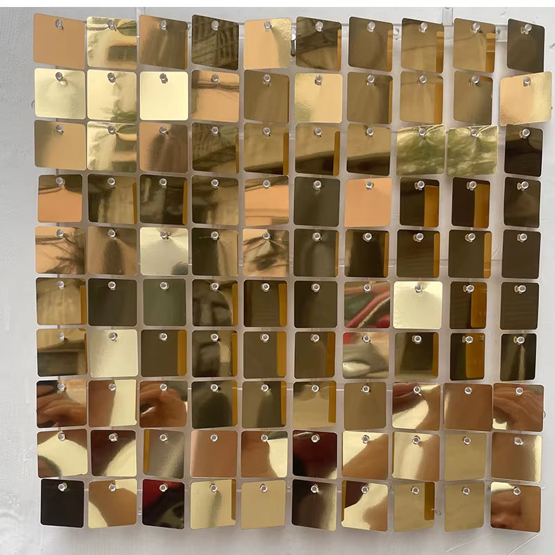 12/16/18/24PCS Shimmer Wall Backdrops Silvery Square Sequin Wall Panel Backdrops Party Backdrops for Wedding Birthday Decor