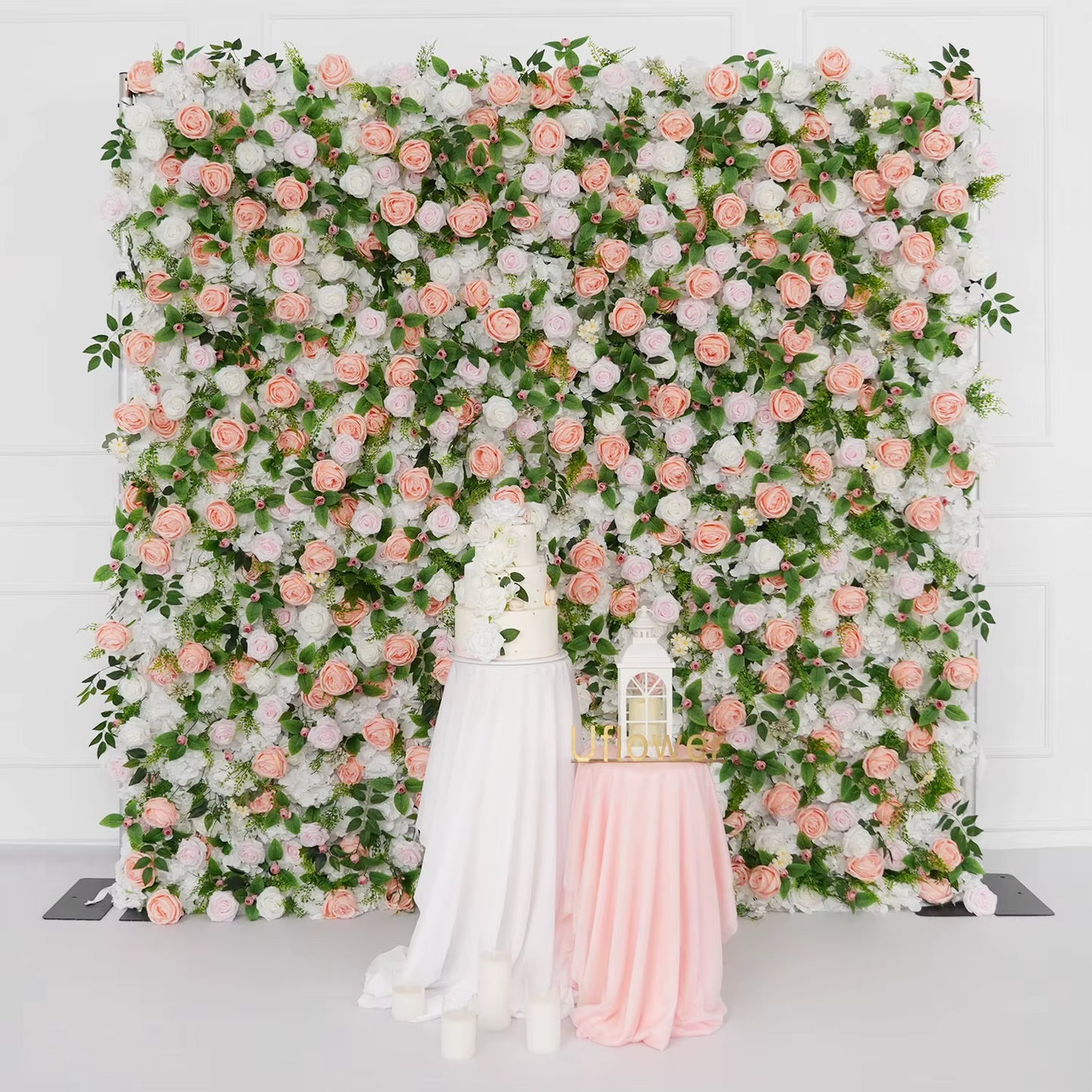 3D White Rose Cloth Curtain Flower Wall Roll up Wedding Backdrop Props Flora Wall Party Event Props Wedding Decoration