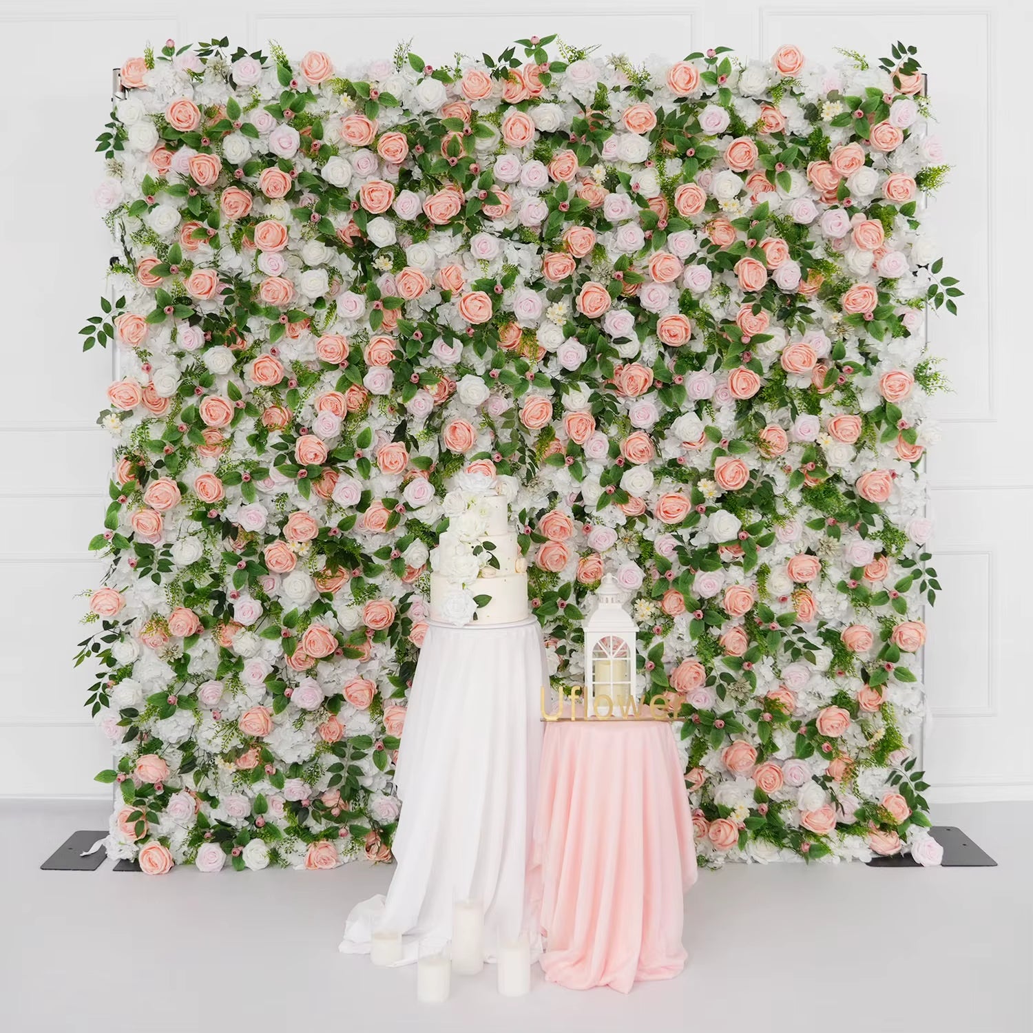 3D White Rose Cloth Curtain Flower Wall Roll up Wedding Backdrop Props Flora Wall Party Event Props Wedding Decoration