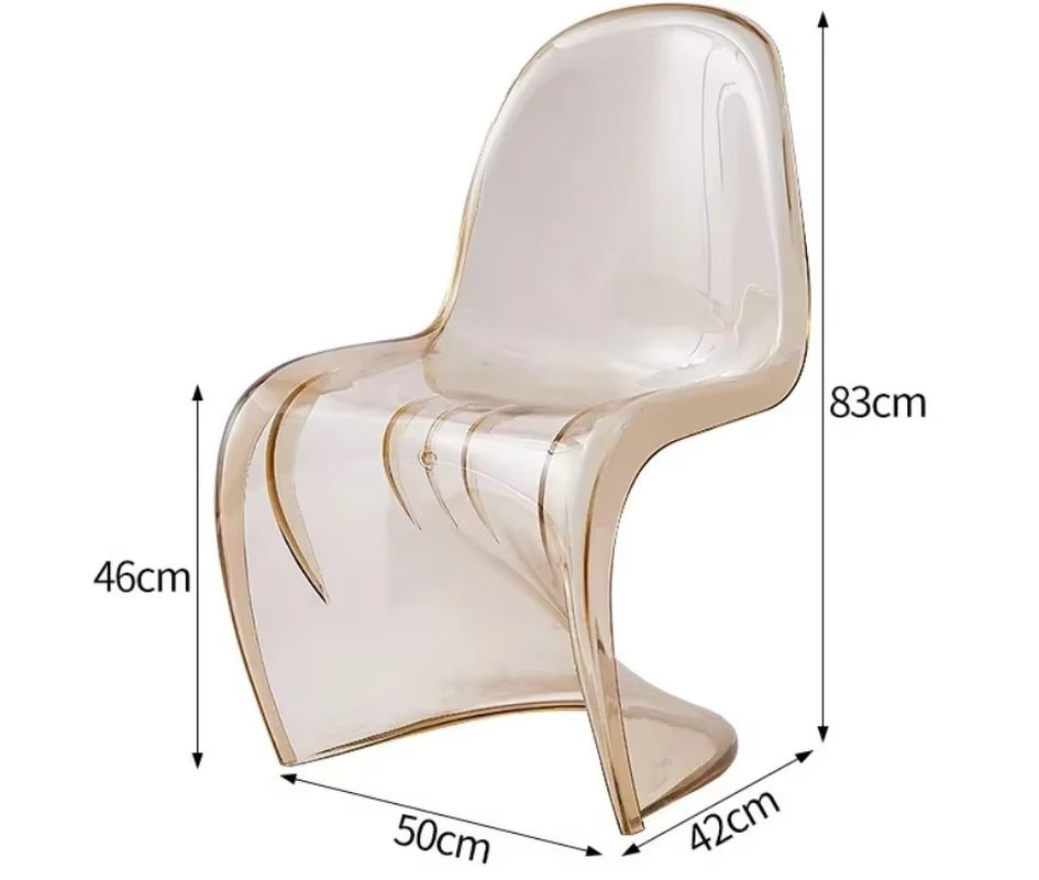 Elegant Clear Plastic Chair with Acrylic Backrest for Living Room Dining Stylish S Shaped Transparent Plastic Dining Stool