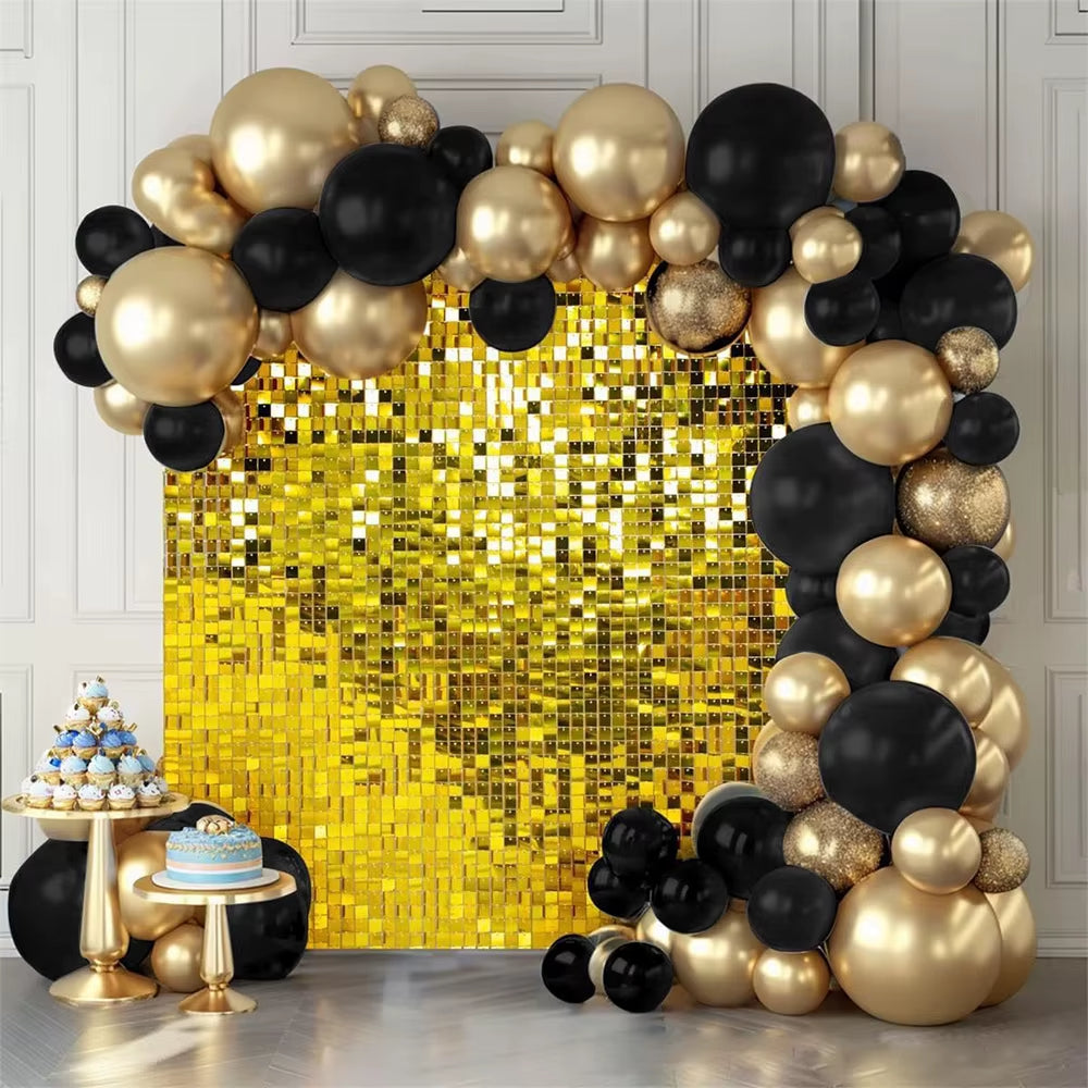 Runtowo 24Pcs Glitter Sequin ,Gold/Sliver Shimmer Wall Backdrop Panels ,Wedding Birthday Baby Shower Party Background Decoration